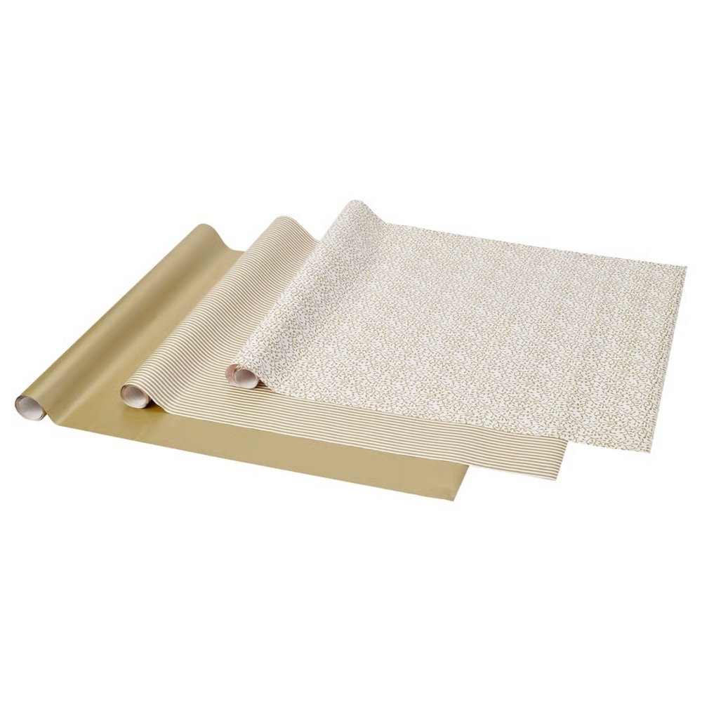 VINTERFINTGift wrap, roll, mixed patterns gold, 9.84x2.30 '/22.60 sq feet